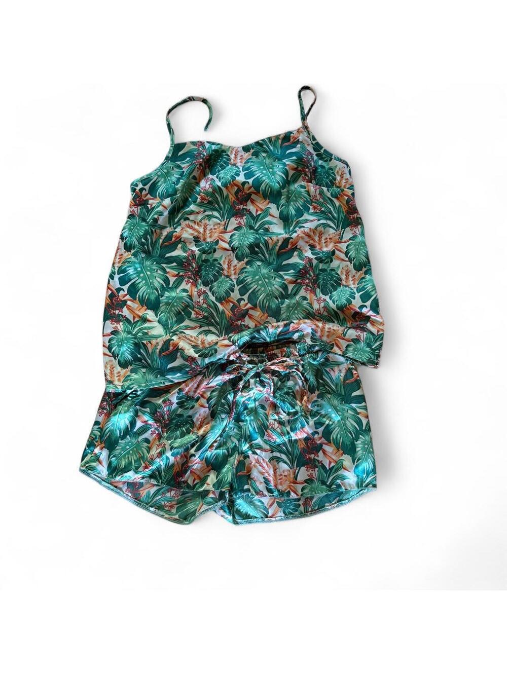 Tabitha Webb Tropical Leaf Print Pajama Set XS